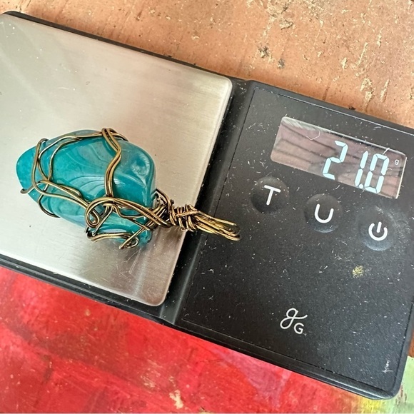 Blue Pendant Gemstone Green Chalcedony Necklace Wire Wrapped 4271 Y - Picture 4 of 10